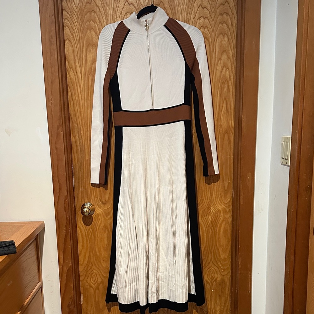 ME+EM White Long Sleeve Sheath Dress